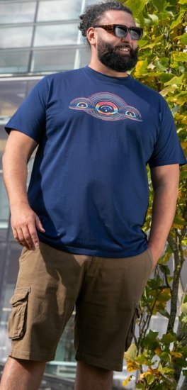 D555 Cheltenham Record With Reflection Printed T-shirt French Navy - T-shirts - T-shirts Homme Grande Taille