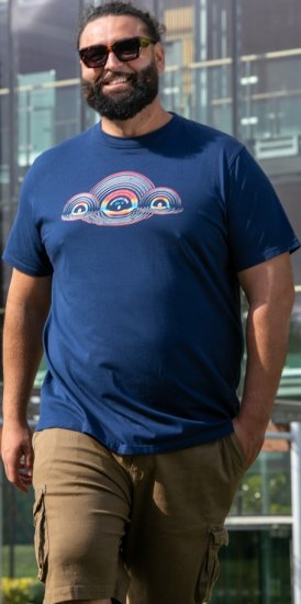 D555 Cheltenham Record With Reflection Printed T-shirt French Navy - T-shirts - T-shirts Homme Grande Taille
