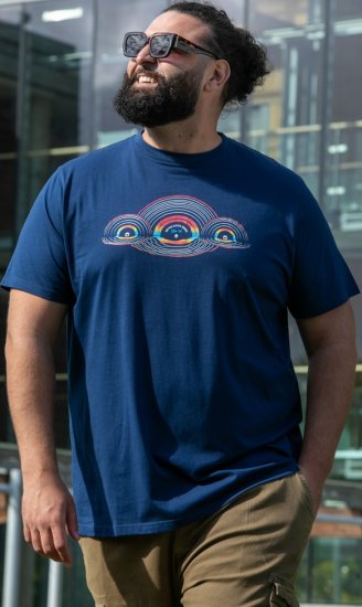 D555 Cheltenham Record With Reflection Printed T-shirt French Navy - T-shirts - T-shirts Homme Grande Taille