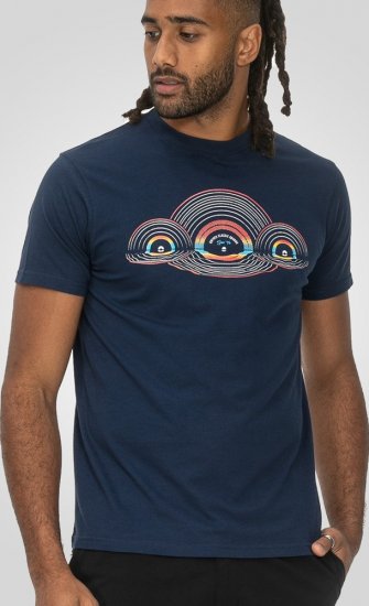 D555 Cheltenham Record With Reflection Printed T-shirt French Navy - T-shirts - T-shirts Homme Grande Taille