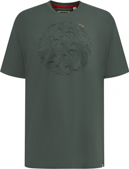D555 Poole Circle Wave Printed Crew Neck T-shirt Khaki - T-shirts - T-shirts Homme Grande Taille