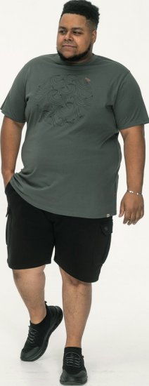 D555 Poole Circle Wave Printed Crew Neck T-shirt Khaki - T-shirts - T-shirts Homme Grande Taille