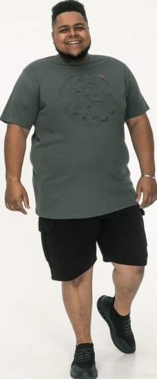 D555 Poole Circle Wave Printed Crew Neck T-shirt Khaki - T-shirts - T-shirts Homme Grande Taille