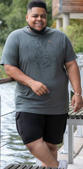 D555 Poole Circle Wave Printed Crew Neck T-shirt Khaki - T-shirts - T-shirts Homme Grande Taille