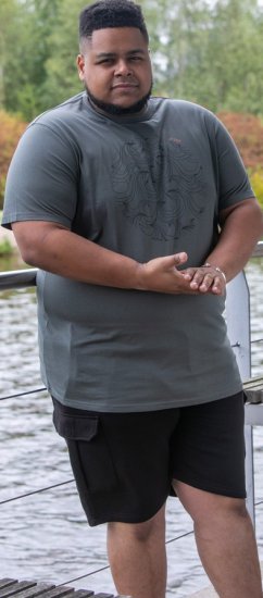 D555 Poole Circle Wave Printed Crew Neck T-shirt Khaki - T-shirts - T-shirts Homme Grande Taille