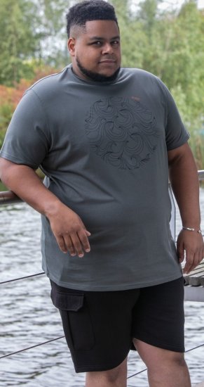 D555 Poole Circle Wave Printed Crew Neck T-shirt Khaki - T-shirts - T-shirts Homme Grande Taille