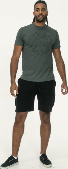 D555 Poole Circle Wave Printed Crew Neck T-shirt Khaki - T-shirts - T-shirts Homme Grande Taille