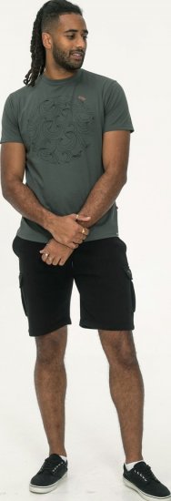 D555 Poole Circle Wave Printed Crew Neck T-shirt Khaki - T-shirts - T-shirts Homme Grande Taille