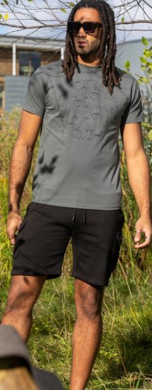 D555 Poole Circle Wave Printed Crew Neck T-shirt Khaki - T-shirts - T-shirts Homme Grande Taille