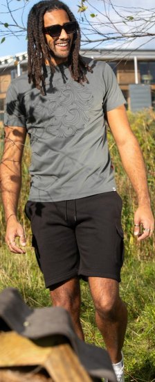 D555 Poole Circle Wave Printed Crew Neck T-shirt Khaki - T-shirts - T-shirts Homme Grande Taille