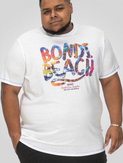 D555 SYDNEY Multi Coloured Bondi Beach Printed T-Shirt White - T-shirts - T-shirts Homme Grande Taille