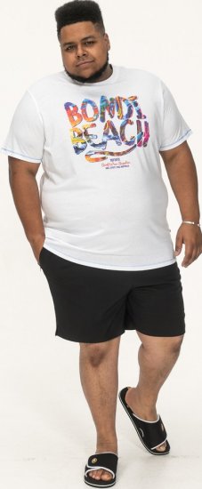 D555 SYDNEY Multi Coloured Bondi Beach Printed T-Shirt White - T-shirts - T-shirts Homme Grande Taille