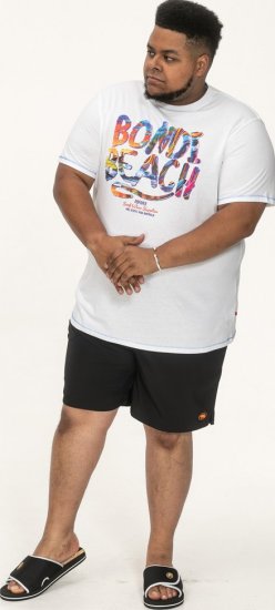 D555 SYDNEY Multi Coloured Bondi Beach Printed T-Shirt White - T-shirts - T-shirts Homme Grande Taille