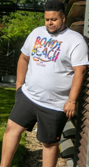 D555 SYDNEY Multi Coloured Bondi Beach Printed T-Shirt White - T-shirts - T-shirts Homme Grande Taille