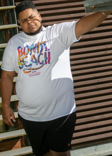 D555 SYDNEY Multi Coloured Bondi Beach Printed T-Shirt White - T-shirts - T-shirts Homme Grande Taille