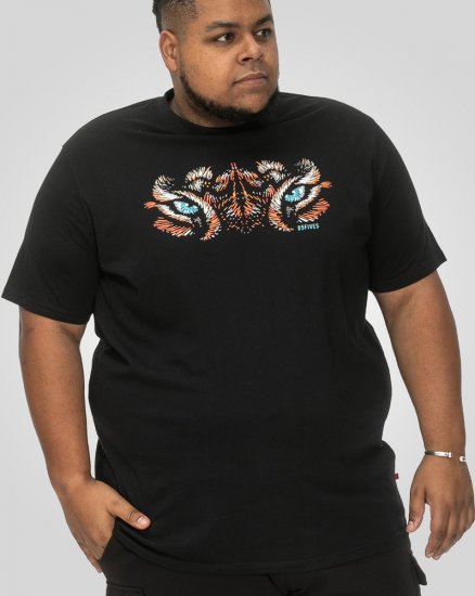 D555 Leamington Tiger Eyes Printed Crew Neck T-shirt Black - T-shirts - T-shirts Homme Grande Taille