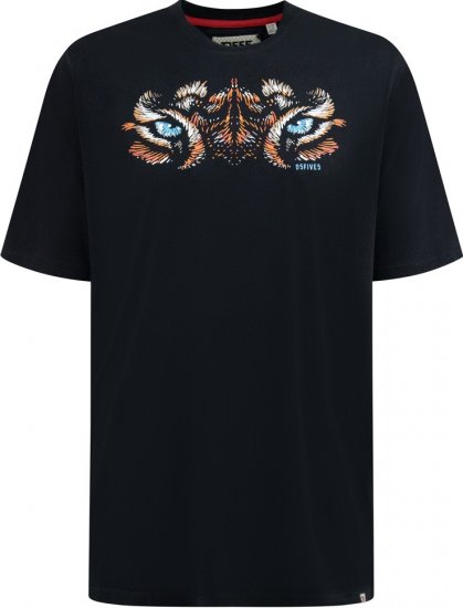 D555 Leamington Tiger Eyes Printed Crew Neck T-shirt Black - T-shirts - T-shirts Homme Grande Taille