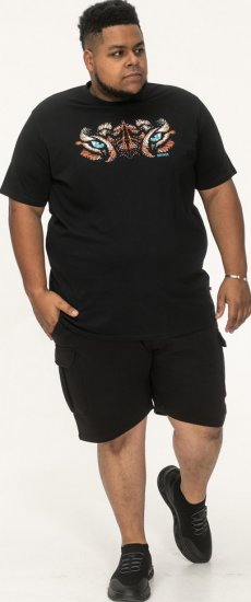 D555 Leamington Tiger Eyes Printed Crew Neck T-shirt Black - T-shirts - T-shirts Homme Grande Taille