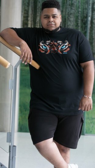 D555 Leamington Tiger Eyes Printed Crew Neck T-shirt Black - T-shirts - T-shirts Homme Grande Taille