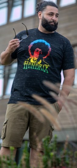 D555 Hendrix Official Jimi Hendrix Printed Crew Neck T-Shirt Black Reno - T-shirts de groupes - 