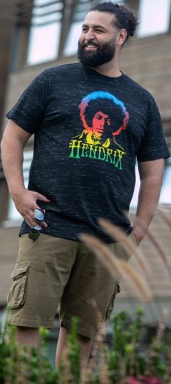 D555 Hendrix Official Jimi Hendrix Printed Crew Neck T-Shirt Black Reno - T-shirts de groupes - 