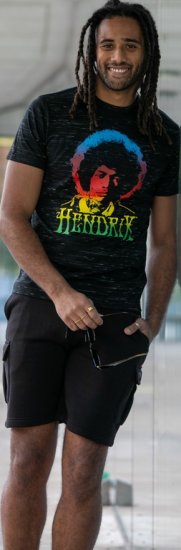 D555 Hendrix Official Jimi Hendrix Printed Crew Neck T-Shirt Black Reno - T-shirts de groupes - 