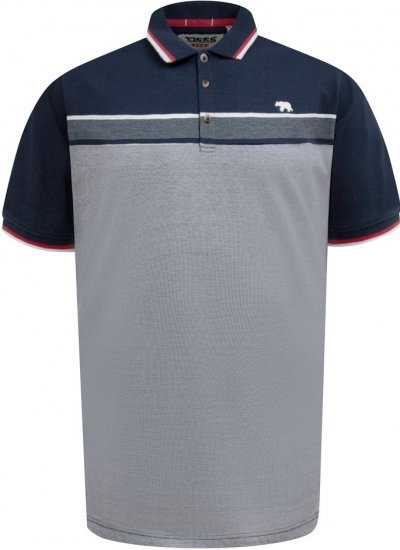 D555 Tipton Stripe Jacquard Short Sleeve Polo Navy - Polos - Polos homme grande taille