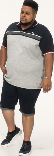 D555 Tipton Stripe Jacquard Short Sleeve Polo Navy - Polos - Polos homme grande taille