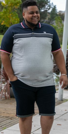 D555 Tipton Stripe Jacquard Short Sleeve Polo Navy - Polos - Polos homme grande taille