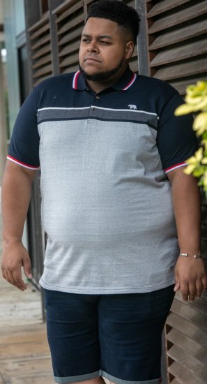 D555 Tipton Stripe Jacquard Short Sleeve Polo Navy - Polos - Polos homme grande taille
