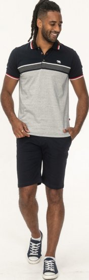D555 Tipton Stripe Jacquard Short Sleeve Polo Navy - Polos - Polos homme grande taille