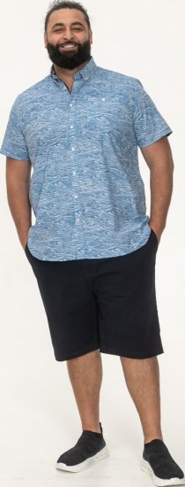 D555 Torquay AOP Short Sleeve Button Down Collar Shirt Blue Wave - Chemises - Chemises Grandes Tailles Hommes