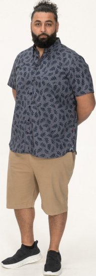 D555 Kettering Hawaiian Leaf AOP Short Sleeve Button Down Collar Shirt Denim - Chemises - Chemises Grandes Tailles Hommes
