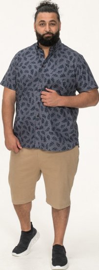 D555 Kettering Hawaiian Leaf AOP Short Sleeve Button Down Collar Shirt Denim - Chemises - Chemises Grandes Tailles Hommes
