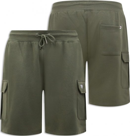 D555 Wigan 1 Elasticated Waist Fleece Cargo Shorts Khaki - Pantalons/shorts de survêtement - Survêtement/jogging grandes tailles