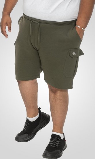 D555 Wigan 1 Elasticated Waist Fleece Cargo Shorts Khaki - Pantalons/shorts de survêtement - Survêtement/jogging grandes tailles