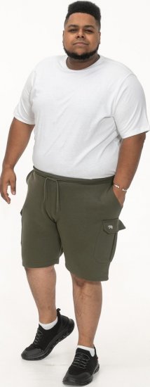 D555 Wigan 1 Elasticated Waist Fleece Cargo Shorts Khaki - Pantalons/shorts de survêtement - Survêtement/jogging grandes tailles