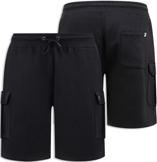 D555 Wigan 2 Elasticated Waist Fleece Cargo Shorts Black - Pantalons/shorts de survêtement - Survêtement/jogging grandes tailles