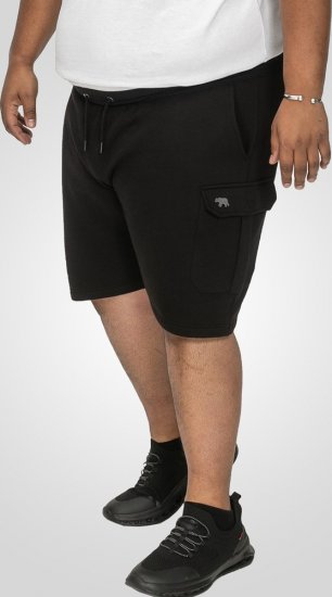 D555 Wigan 2 Elasticated Waist Fleece Cargo Shorts Black - Pantalons/shorts de survêtement - Survêtement/jogging grandes tailles