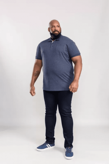 D555 Grant Polo Shirt Denim Blue - Polos - Polos homme grande taille