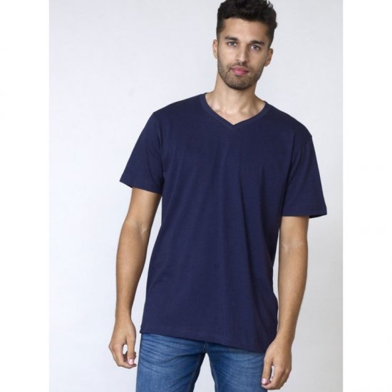 D555 Signature V-neck T-shirt Navy - T-shirts - T-shirts Homme Grande Taille