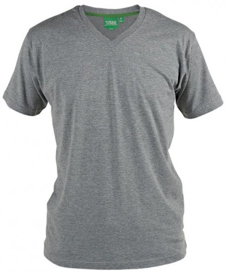 D555 Signature V-neck T-shirt Grey - T-shirts - T-shirts Homme Grande Taille