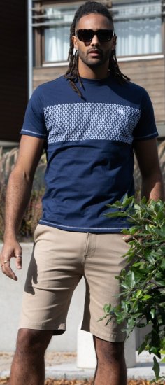 D555 Swansea Cut And Sew Crew Neck T-Shirt Navy - T-shirts - T-shirts Homme Grande Taille