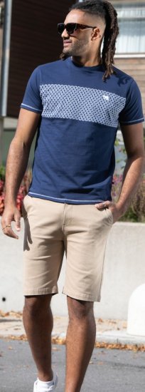 D555 Swansea Cut And Sew Crew Neck T-Shirt Navy - T-shirts - T-shirts Homme Grande Taille