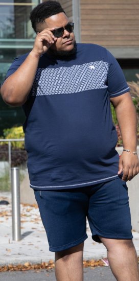 D555 Swansea Cut And Sew Crew Neck T-Shirt Navy - T-shirts - T-shirts Homme Grande Taille