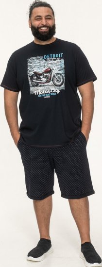 D555 Knowle Detroit Motor Bike Printed Crew Neck T-Shirt Navy - T-shirts - T-shirts Homme Grande Taille
