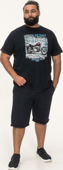 D555 Knowle Detroit Motor Bike Printed Crew Neck T-Shirt Navy - T-shirts - T-shirts Homme Grande Taille
