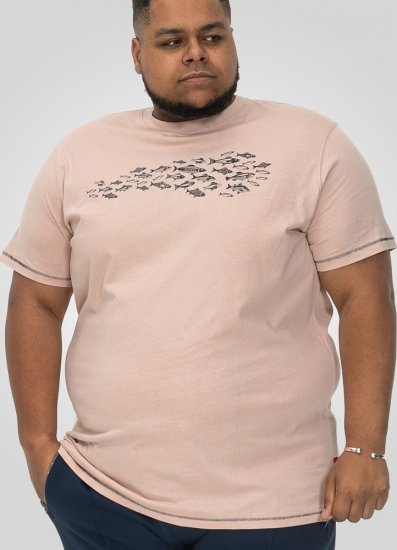 D555 Bournemouth Shoal Of Fish Printed Crew Neck T-Shirt Pink - T-shirts - T-shirts Homme Grande Taille