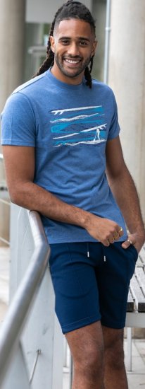 D555 Cardiff Surfer And Waves Printed Crew Neck T-shirt Denim Marl - T-shirts - T-shirts Homme Grande Taille