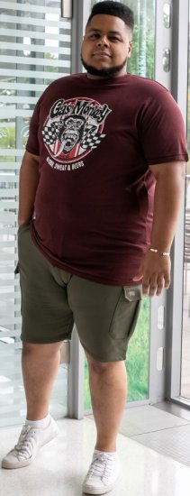 D555 Loughborough Official Gas Monkey Crew Neck T-Shirt Burgundy Black Twist - T-shirts - T-shirts Homme Grande Taille